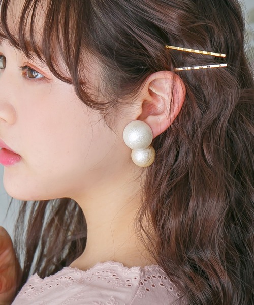 Newlyme（ニューリーミー）の「アクセントパールピアス（ピアス（両耳用）・レディース・ホワイト/シルバー/ゴールド・FREE）」の2枚目の写真