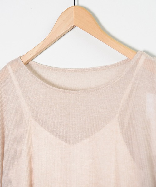 shopnikoniko(ショップニコニコ)の「キャミソール付き フレンチスリーブ シアートップス(Tシャツ/カットソー・レディース・ブラック/ベージュ/オリーブ/アイボリー・フリー)」の8枚目の写真