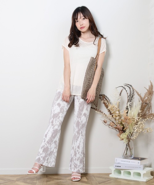 shopnikoniko(ショップニコニコ)の「キャミソール付き フレンチスリーブ シアートップス(Tシャツ/カットソー・レディース・ブラック/ベージュ/オリーブ/アイボリー・フリー)」の17枚目の写真