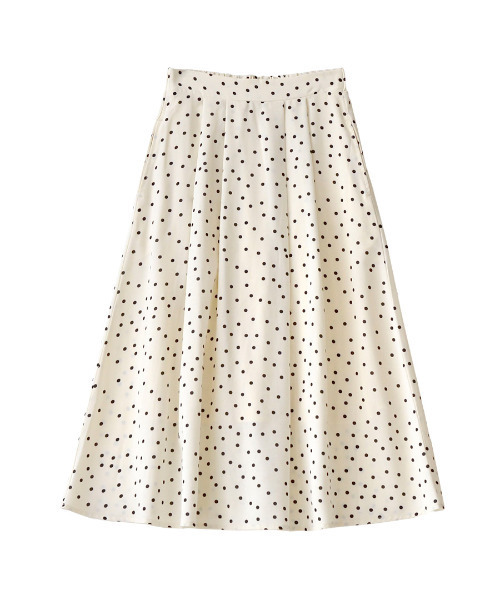 e-zakkamania stores（イーザッカマニアストアーズ）の「レトロドット フレアスカート（スカート・レディース・ブラック/ベージュ/ブラウン/ミント/テラコッタ/オリーブ/ライトブルー/ブラック系その他/アイボリー・M）」の12枚目の写真