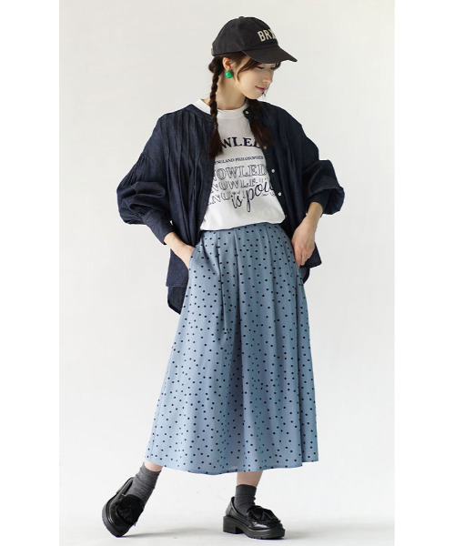 e-zakkamania stores（イーザッカマニアストアーズ）の「レトロドット フレアスカート（スカート・レディース・ブラック/ベージュ/ブラウン/ミント/テラコッタ/オリーブ/ライトブルー/ブラック系その他/アイボリー・M）」の21枚目の写真