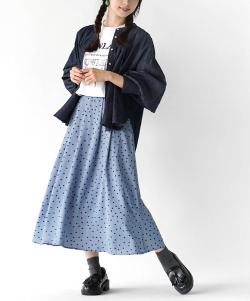 e-zakkamania stores（イーザッカマニアストアーズ）の「レトロドット フレアスカート（スカート・レディース・ブラック/ベージュ/ブラウン/ミント/テラコッタ/オリーブ/ライトブルー/ブラック系その他/アイボリー・M）」の20枚目の写真