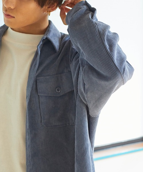 WEGO（ウィゴー）の「WEGO/【セットアップ対応商品】コーデュロイCPOシャツ（シャツ/ブラウス・メンズ・ブラック/ベージュ/パープル/ブラウン/ブルー/アイボリー/カーキ/パープル系その他・SMALL/MEDIUM/LARGE）」の20枚目の写真