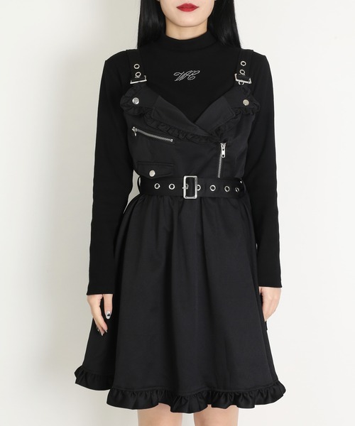 WC（ダブル シー）の「WC/ライダースフリルワンピース（ワンピース・レディース・ブラック/ベージュ・FREE）」の4枚目の写真