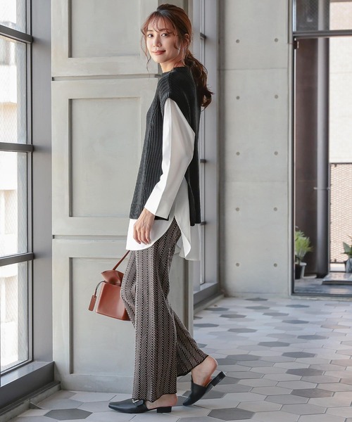 KOBE LETTUCE（コウベレタス）の「ジャガードニットワイドパンツ（その他パンツ・レディース・グレー/グリーン/ブラック・FREE）」の11枚目の写真