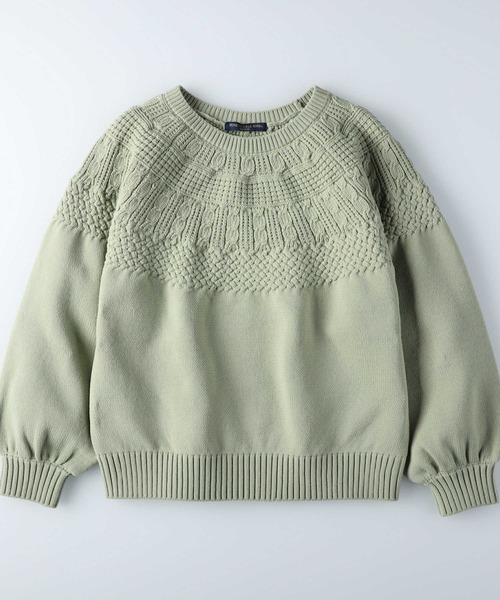 HONEYSUCKLE ROSE（ハニーサックルローズ）の「【HONEYSUCKLE ROSE】洗える軽ふわクルーネック（ニット/セーター・レディース・ブラウン/オフホワイト/グリーン・M/L）」の3枚目の写真