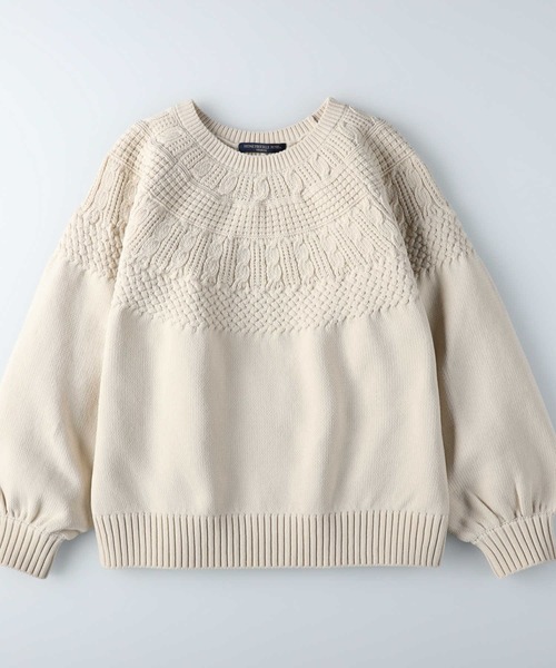 HONEYSUCKLE ROSE（ハニーサックルローズ）の「【HONEYSUCKLE ROSE】洗える軽ふわクルーネック（ニット/セーター・レディース・ブラウン/オフホワイト/グリーン・M/L）」の7枚目の写真