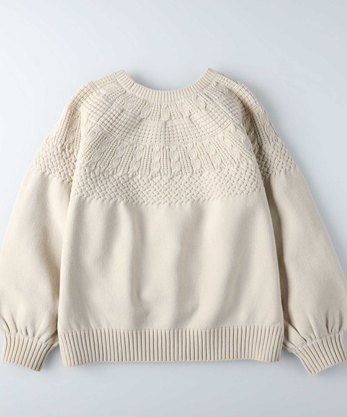 HONEYSUCKLE ROSE（ハニーサックルローズ）の「【HONEYSUCKLE ROSE】洗える軽ふわクルーネック（ニット/セーター・レディース・ブラウン/オフホワイト/グリーン・M/L）」の8枚目の写真