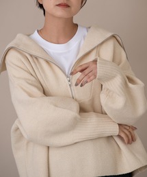 Auntie Rosa Holiday | バルーンスリーブハーフZIPニット(ニット/セーター)