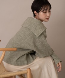 バルーンスリーブハーフZIPニット