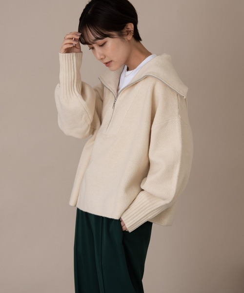 Auntie Rosa Holiday（アンティローザホリデー）の「バルーンスリーブハーフZIPニット（ニット/セーター・レディース・ブラック/ベージュ/ライトグリーン/ナチュラル・FREE）」の7枚目の写真