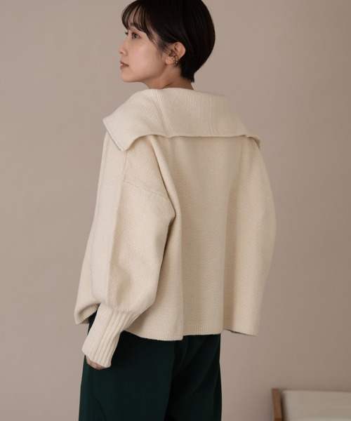 Auntie Rosa Holiday（アンティローザホリデー）の「バルーンスリーブハーフZIPニット（ニット/セーター・レディース・ブラック/ベージュ/ライトグリーン/ナチュラル・FREE）」の9枚目の写真