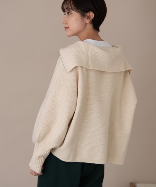 Auntie Rosa Holiday（アンティローザホリデー）の「バルーンスリーブハーフZIPニット（ニット/セーター・レディース・ブラック/ベージュ/ライトグリーン/ナチュラル・FREE）」の11枚目の写真