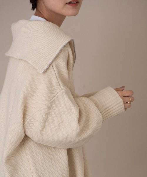 Auntie Rosa Holiday（アンティローザホリデー）の「バルーンスリーブハーフZIPニット（ニット/セーター・レディース・ブラック/ベージュ/ライトグリーン/ナチュラル・FREE）」の12枚目の写真