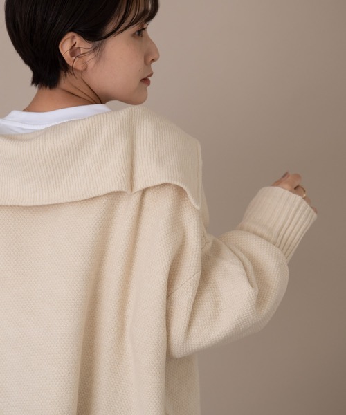 Auntie Rosa Holiday（アンティローザホリデー）の「バルーンスリーブハーフZIPニット（ニット/セーター・レディース・ブラック/ベージュ/ライトグリーン/ナチュラル・FREE）」の13枚目の写真