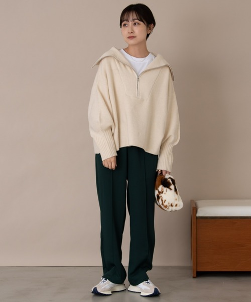 Auntie Rosa Holiday（アンティローザホリデー）の「バルーンスリーブハーフZIPニット（ニット/セーター・レディース・ブラック/ベージュ/ライトグリーン/ナチュラル・FREE）」の14枚目の写真