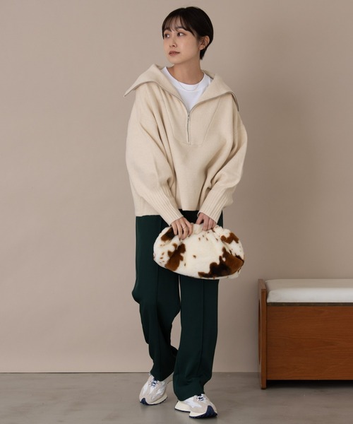 Auntie Rosa Holiday（アンティローザホリデー）の「バルーンスリーブハーフZIPニット（ニット/セーター・レディース・ブラック/ベージュ/ライトグリーン/ナチュラル・FREE）」の15枚目の写真