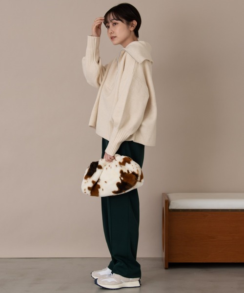 Auntie Rosa Holiday（アンティローザホリデー）の「バルーンスリーブハーフZIPニット（ニット/セーター・レディース・ブラック/ベージュ/ライトグリーン/ナチュラル・FREE）」の16枚目の写真