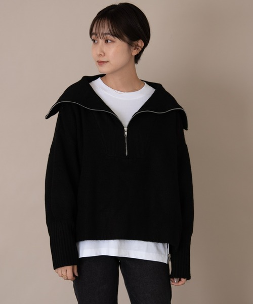 Auntie Rosa Holiday（アンティローザホリデー）の「バルーンスリーブハーフZIPニット（ニット/セーター・レディース・ブラック/ベージュ/ライトグリーン/ナチュラル・FREE）」の19枚目の写真