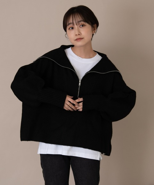 Auntie Rosa Holiday（アンティローザホリデー）の「バルーンスリーブハーフZIPニット（ニット/セーター・レディース・ブラック/ベージュ/ライトグリーン/ナチュラル・FREE）」の20枚目の写真