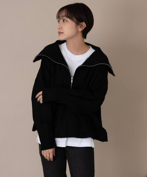 Auntie Rosa Holiday（アンティローザホリデー）の「バルーンスリーブハーフZIPニット（ニット/セーター・レディース・ブラック/ベージュ/ライトグリーン/ナチュラル・FREE）」の21枚目の写真