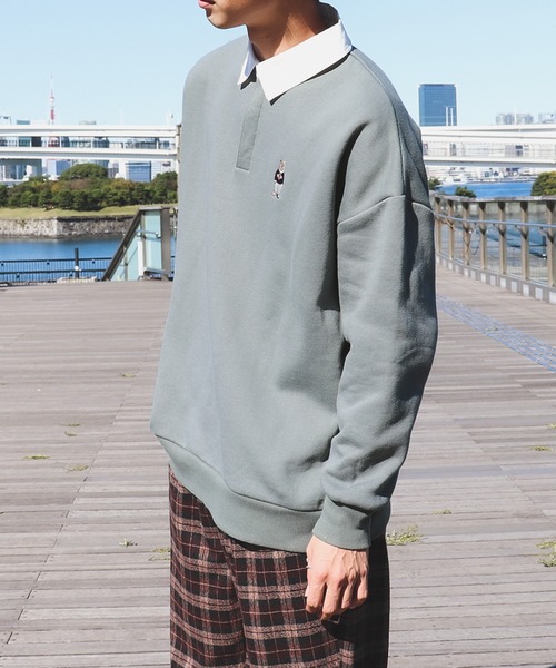 PairPair（ペアペア）の「クマ刺繍ラガースウェット(ユニセックス)（スウェット・メンズ・モカ/グレイッシュブルー・FREE）」の16枚目の写真