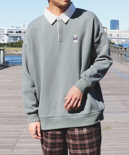 PairPair（ペアペア）の「クマ刺繍ラガースウェット(ユニセックス)（スウェット・メンズ・モカ/グレイッシュブルー・FREE）」の15枚目の写真