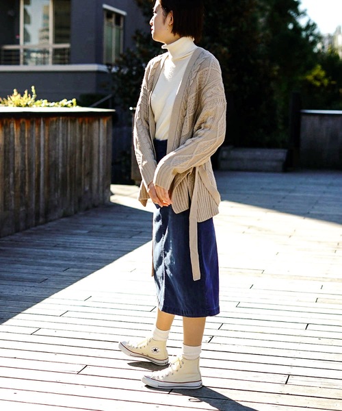 fort point(フォーポイント)の「【C-FORT POINT】あったかスカート デニム ウエストゴム仕様 ストレッチ素材(デニムスカート・レディース・ブルー系その他/ダークブルー・LARGE/SMALL)」の4枚目の写真