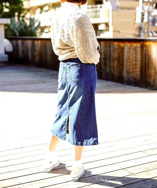 fort point(フォーポイント)の「【C-FORT POINT】あったかスカート デニム ウエストゴム仕様 ストレッチ素材(デニムスカート・レディース・ブルー系その他/ダークブルー・LARGE/SMALL)」の7枚目の写真