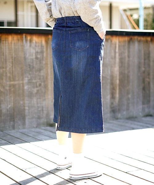 fort point(フォーポイント)の「【C-FORT POINT】あったかスカート デニム ウエストゴム仕様 ストレッチ素材(デニムスカート・レディース・ブルー系その他/ダークブルー・LARGE/SMALL)」の18枚目の写真