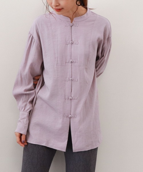 archives（アルシーヴ）の「チャイナ釦ブラウス（シャツ/ブラウス・レディース・グリーン/ラベンダー/オフホワイト/ブルー・MEDIUM）」の14枚目の写真