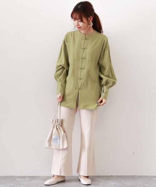 archives（アルシーヴ）の「チャイナ釦ブラウス（シャツ/ブラウス・レディース・グリーン/ラベンダー/オフホワイト/ブルー・MEDIUM）」の5枚目の写真