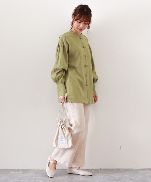 archives（アルシーヴ）の「チャイナ釦ブラウス（シャツ/ブラウス・レディース・グリーン/ラベンダー/オフホワイト/ブルー・MEDIUM）」の6枚目の写真