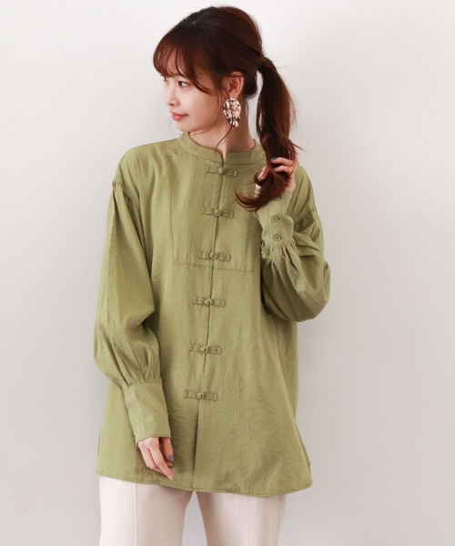 archives（アルシーヴ）の「チャイナ釦ブラウス（シャツ/ブラウス・レディース・グリーン/ラベンダー/オフホワイト/ブルー・MEDIUM）」の16枚目の写真