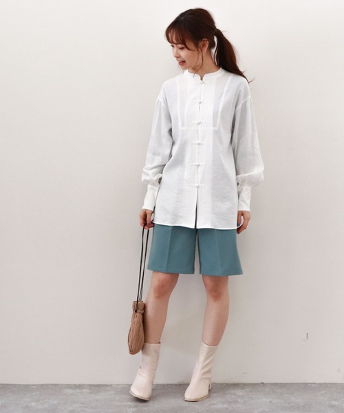 archives（アルシーヴ）の「チャイナ釦ブラウス（シャツ/ブラウス・レディース・グリーン/ラベンダー/オフホワイト/ブルー・MEDIUM）」の9枚目の写真