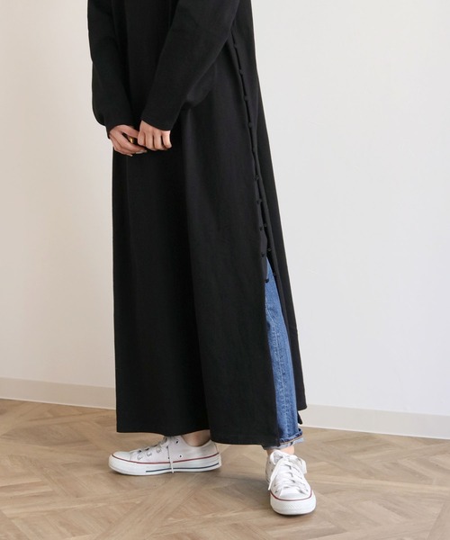 HER CLOSET(ハークローゼット)の「【HERCLOSET】スタンドカラーヘビーウェイトロングワンピース(ワンピース・レディース・ブラック/オフホワイト/ブルー/グレイッシュベージュ・M)」の19枚目の写真