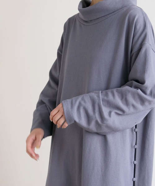 HER CLOSET(ハークローゼット)の「【HERCLOSET】スタンドカラーヘビーウェイトロングワンピース(ワンピース・レディース・ブラック/オフホワイト/ブルー/グレイッシュベージュ・M)」の10枚目の写真