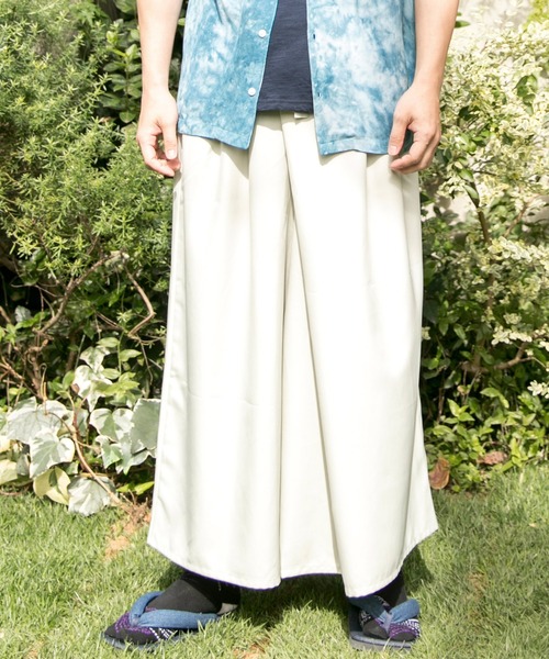 カヤ(カヤ)の「【カヤ】いなせ袴 メンズワイドパンツ(その他パンツ・メンズ・パープル/オリーブ/ワインレッド/スミクロ/ダークネイビー/ホワイト系その他/グレー・FREE)」の1枚目の写真