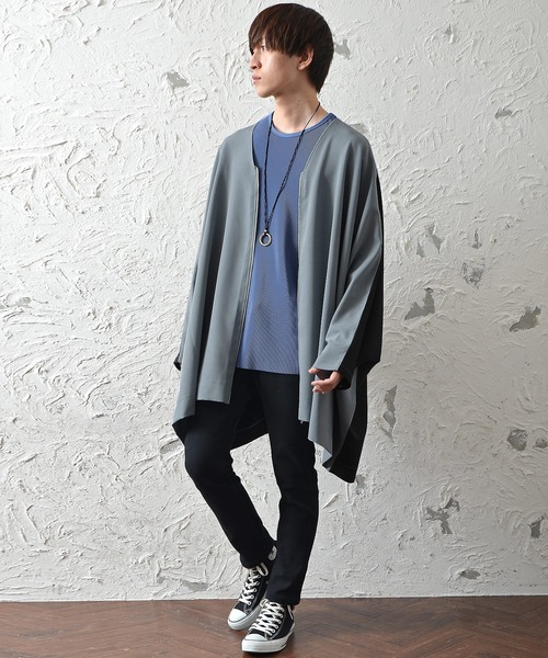 MinoriTY(マイノリティ)の「【MinoriTY】TR素材ジップデザインオーバーサイズポンチョカーデ メンズ(その他トップス・メンズ・グレー/ブルー/ベージュ・M/L)」の7枚目の写真