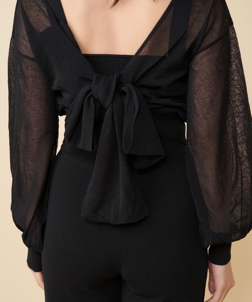 MIIA（ミーア）の「ニットオールインワン×透かしカーディガン（つなぎ/オールインワン・レディース・オフホワイト/ブラック/ピンク・FREE）」の14枚目の写真