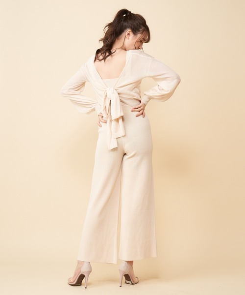 MIIA（ミーア）の「ニットオールインワン×透かしカーディガン（つなぎ/オールインワン・レディース・オフホワイト/ブラック/ピンク・FREE）」の8枚目の写真