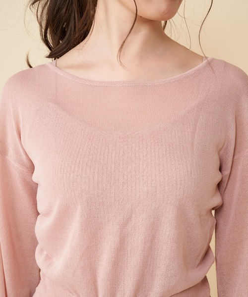 MIIA（ミーア）の「ニットオールインワン×透かしカーディガン（つなぎ/オールインワン・レディース・オフホワイト/ブラック/ピンク・FREE）」の11枚目の写真