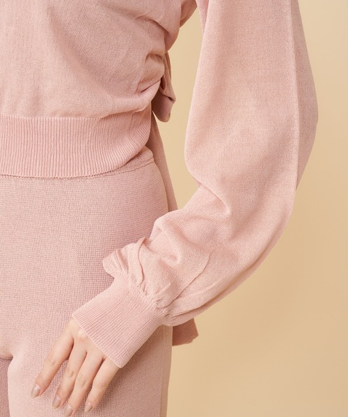 MIIA（ミーア）の「ニットオールインワン×透かしカーディガン（つなぎ/オールインワン・レディース・オフホワイト/ブラック/ピンク・FREE）」の9枚目の写真