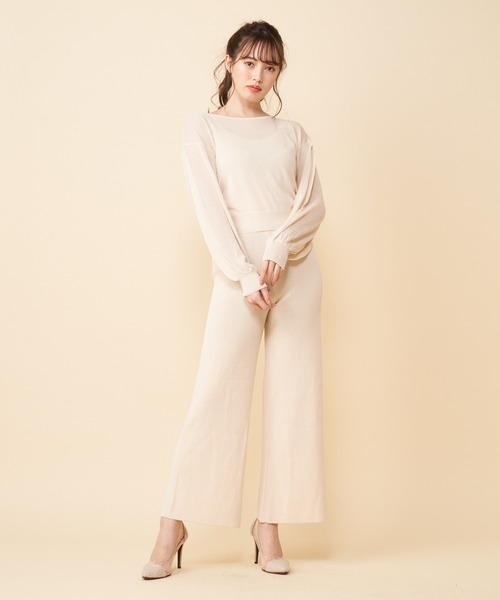 MIIA（ミーア）の「ニットオールインワン×透かしカーディガン（つなぎ/オールインワン・レディース・オフホワイト/ブラック/ピンク・FREE）」の18枚目の写真