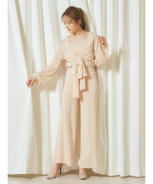 MIIA（ミーア）の「ニットオールインワン×透かしカーディガン（つなぎ/オールインワン・レディース・オフホワイト/ブラック/ピンク・FREE）」の20枚目の写真