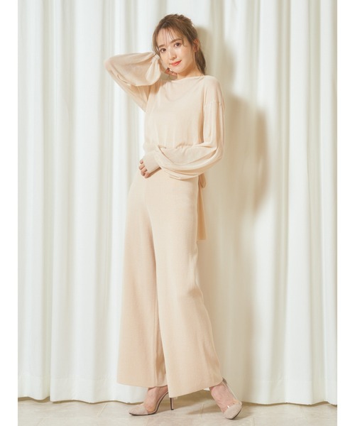 MIIA（ミーア）の「ニットオールインワン×透かしカーディガン（つなぎ/オールインワン・レディース・オフホワイト/ブラック/ピンク・FREE）」の21枚目の写真