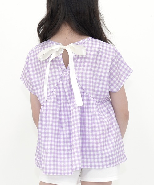 Bee des Bee（ビーデスビー）の「バックリボンフレアトップス（シャツ/ブラウス・キッズ・ライトブルー/ネイビー/ラベンダー/ローズ/ベージュ/ライトグレー/ブラック/ピンクベージュ/イエロー/ミント/カーキ/ホワイト/ライトイエロー/アイボリー/ライラック/ブラック系/チェリーピンク/アイボリー系2/アイボリー系1/ブルー系その他/ベージュ系その他/アイボリー系3/ブラック系その他/ホワイト系その他/パープル系その他・110cm/120cm/130cm/140cm/150cm/100cm）」の19枚目の写真