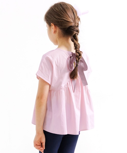 Bee des Bee（ビーデスビー）の「バックリボンフレアトップス（シャツ/ブラウス・キッズ・ライトブルー/ネイビー/ラベンダー/ローズ/ベージュ/ライトグレー/ブラック/ピンクベージュ/イエロー/ミント/カーキ/ホワイト/ライトイエロー/アイボリー/ライラック/ブラック系/チェリーピンク/アイボリー系2/アイボリー系1/ブルー系その他/ベージュ系その他/アイボリー系3/ブラック系その他/ホワイト系その他/パープル系その他・110cm/120cm/130cm/140cm/150cm/100cm）」の20枚目の写真