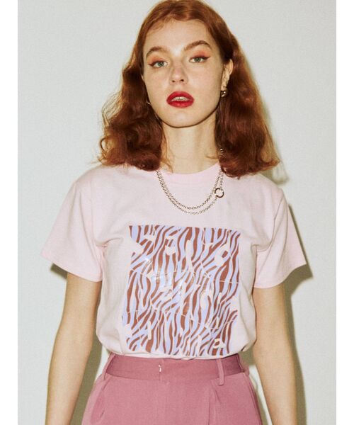 jouetie（ジュエティ）の「Hippieゼブラロゴ Tシャツ（Tシャツ/カットソー・レディース・アイボリー/ブラック/ピンク・MEDIUM）」の19枚目の写真