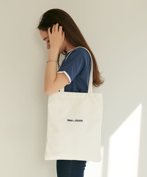 TINA：JOJUN（ティーナジョジュン）の「キャンバスロゴトート TINA：JOJUN（トートバッグ・レディース・ホワイト/ベージュ/ブルー/ピンク/グリーン/オレンジ・F）」の7枚目の写真
